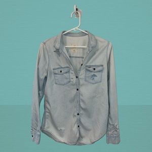 Distressed button up